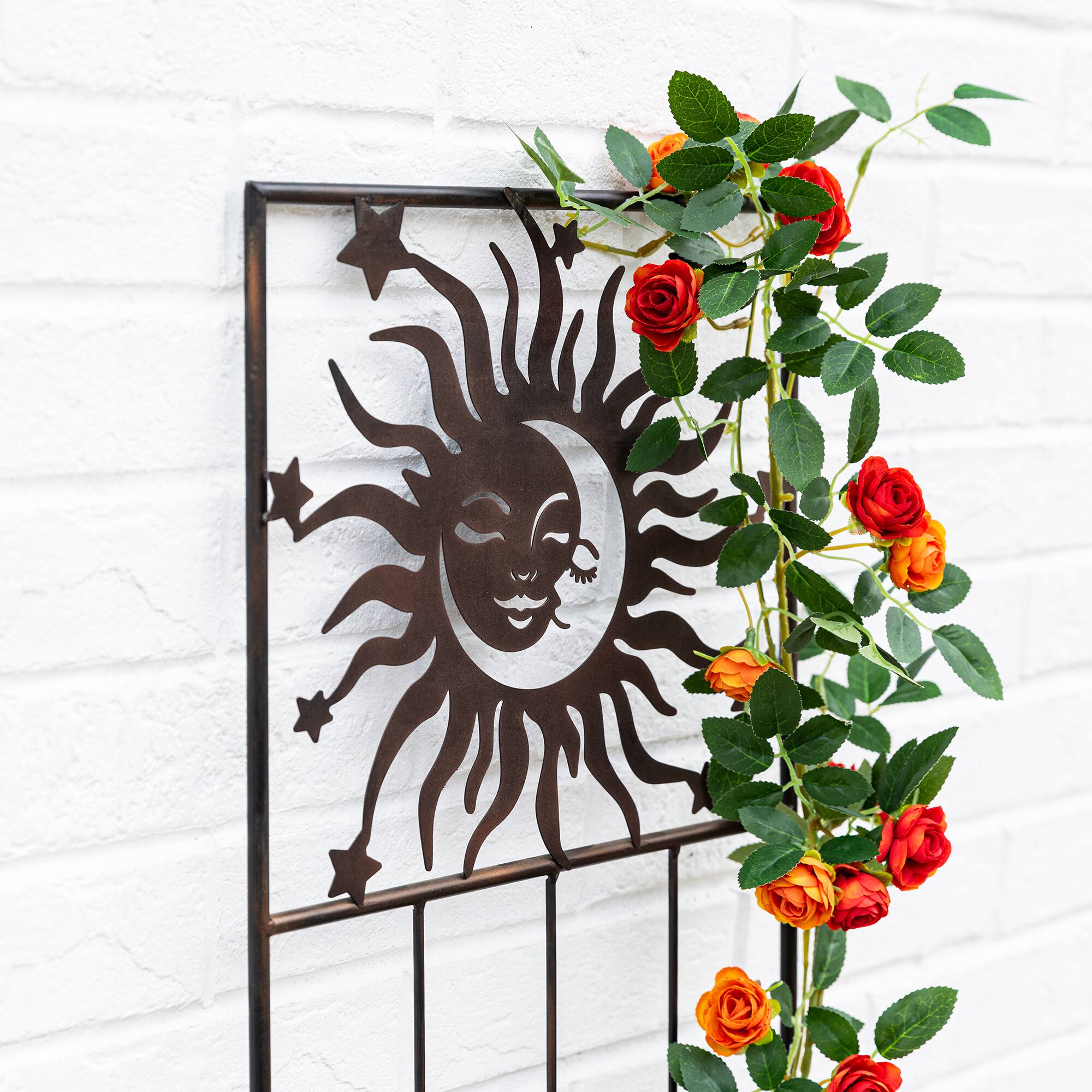Glitzhome® 48" Painted Metal Sun Garden Trellis Stakes